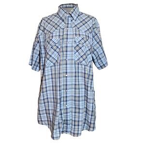 Plaid Cotton Blend Snap Front Shirt Size Large